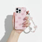 3-PC Beaded Bow Phone Charm Strap with Pearl-Style Beads and Decorative Accents