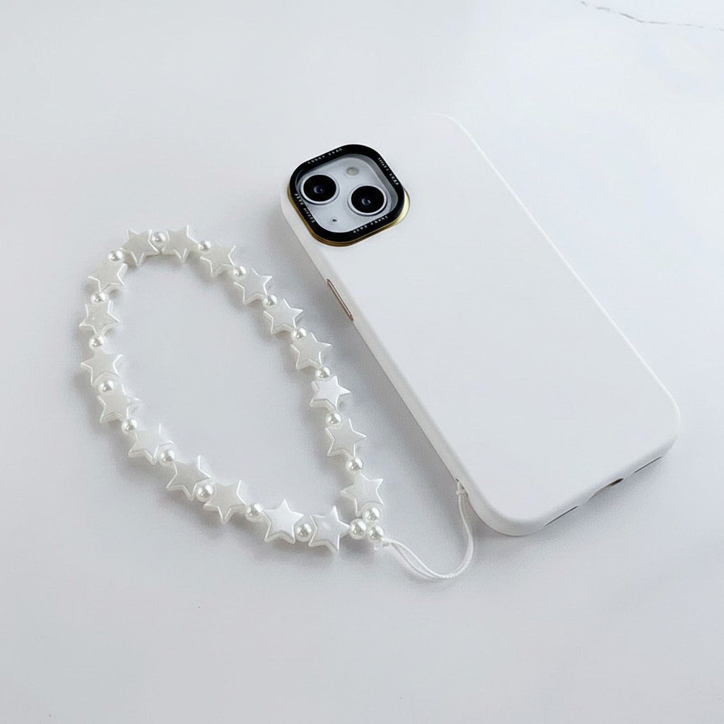 3-PC Star Beaded Phone Charm Strap with Pearl-Style Accent Beads