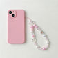 3-PC Iridescent Beaded Phone Charm Strap with Heart Accent