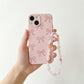 3-PC Iridescent Beaded Phone Charm Strap with Heart Accent