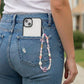 3-PC Iridescent Beaded Phone Charm Strap with Heart Accent