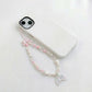 3-PC Iridescent Beaded Phone Charm Strap with Heart Accent