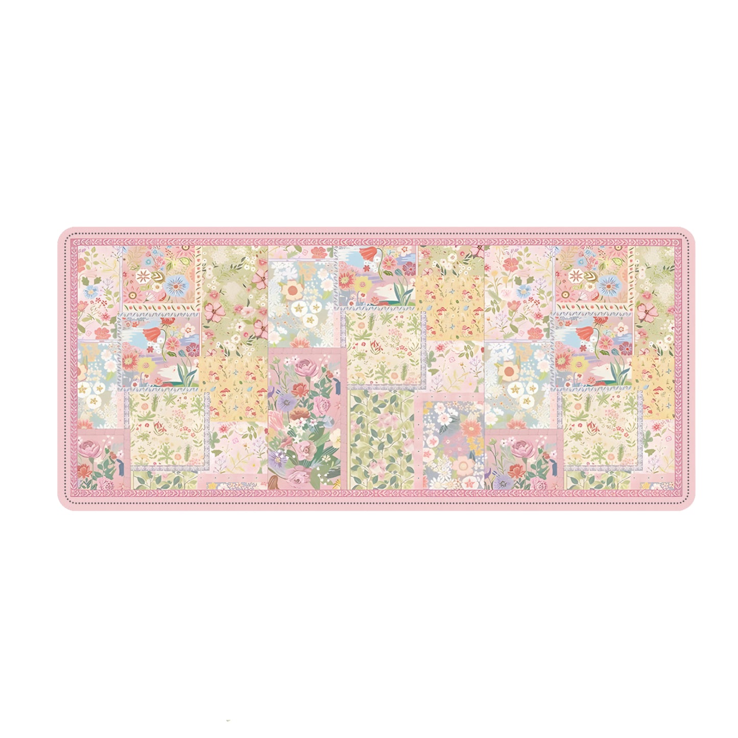 Extended Floral Desk Mouse Pad with Smooth Surface and Anti Slip Rubber Base
