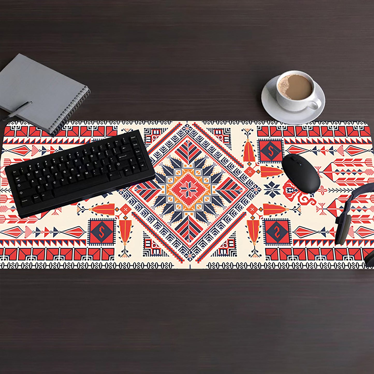 Vintage Pattern Desk Mouse Pad with Smooth Control Surface and Non Slip Rubber Base