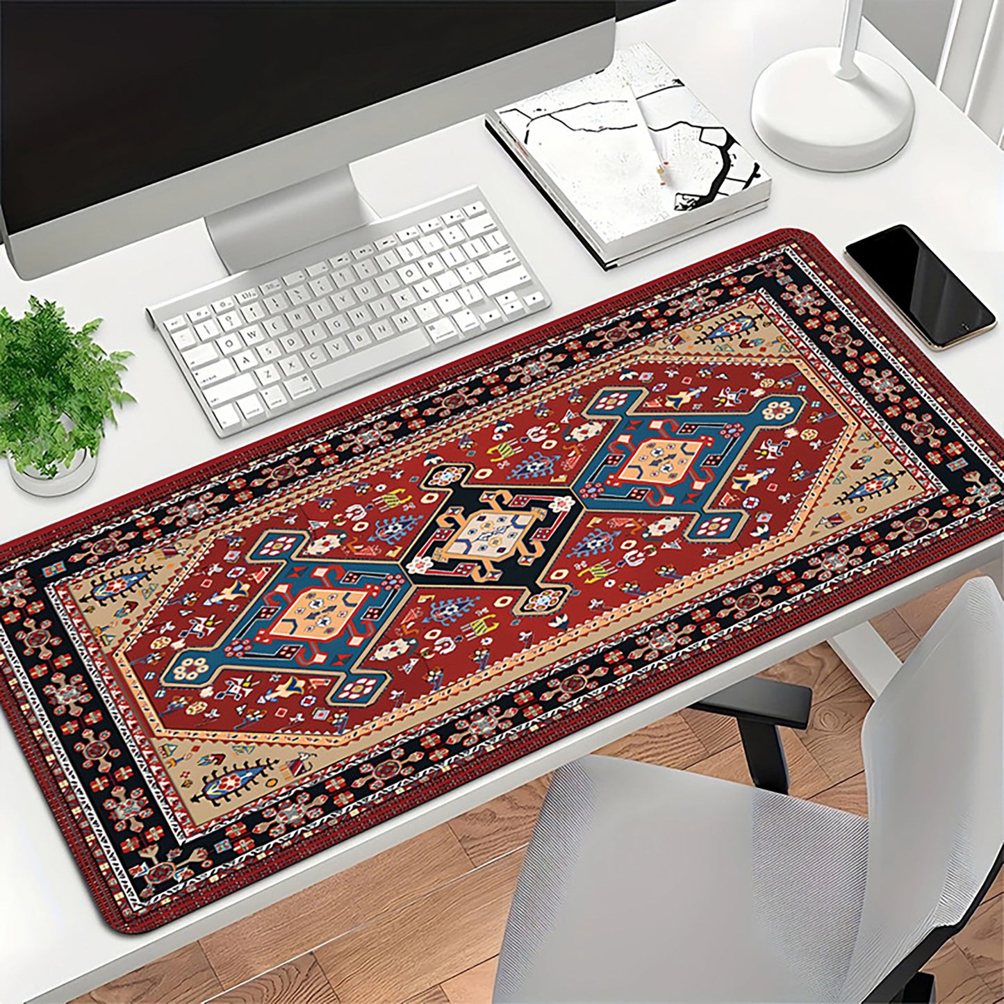 Vintage Pattern Desk Mouse Pad with Smooth Control Surface and Non Slip Rubber Base