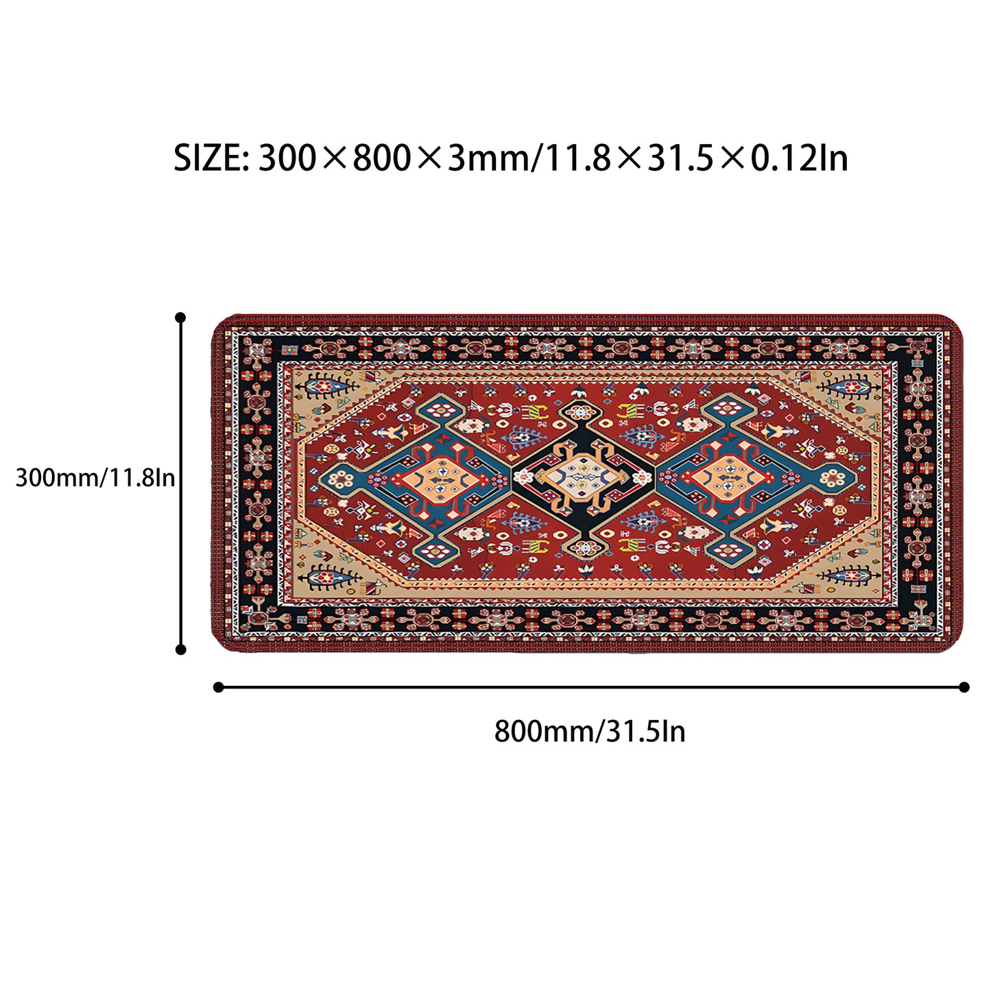 Vintage Pattern Desk Mouse Pad with Smooth Control Surface and Non Slip Rubber Base