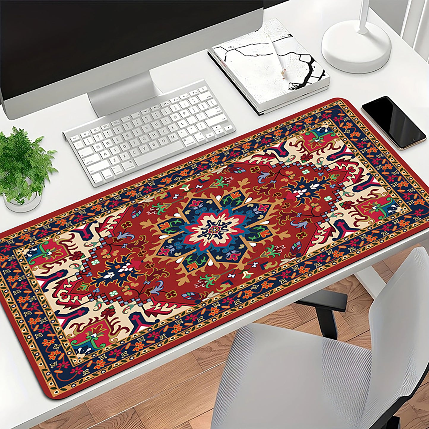 Vintage Pattern Desk Mouse Pad with Smooth Control Surface and Non Slip Rubber Base