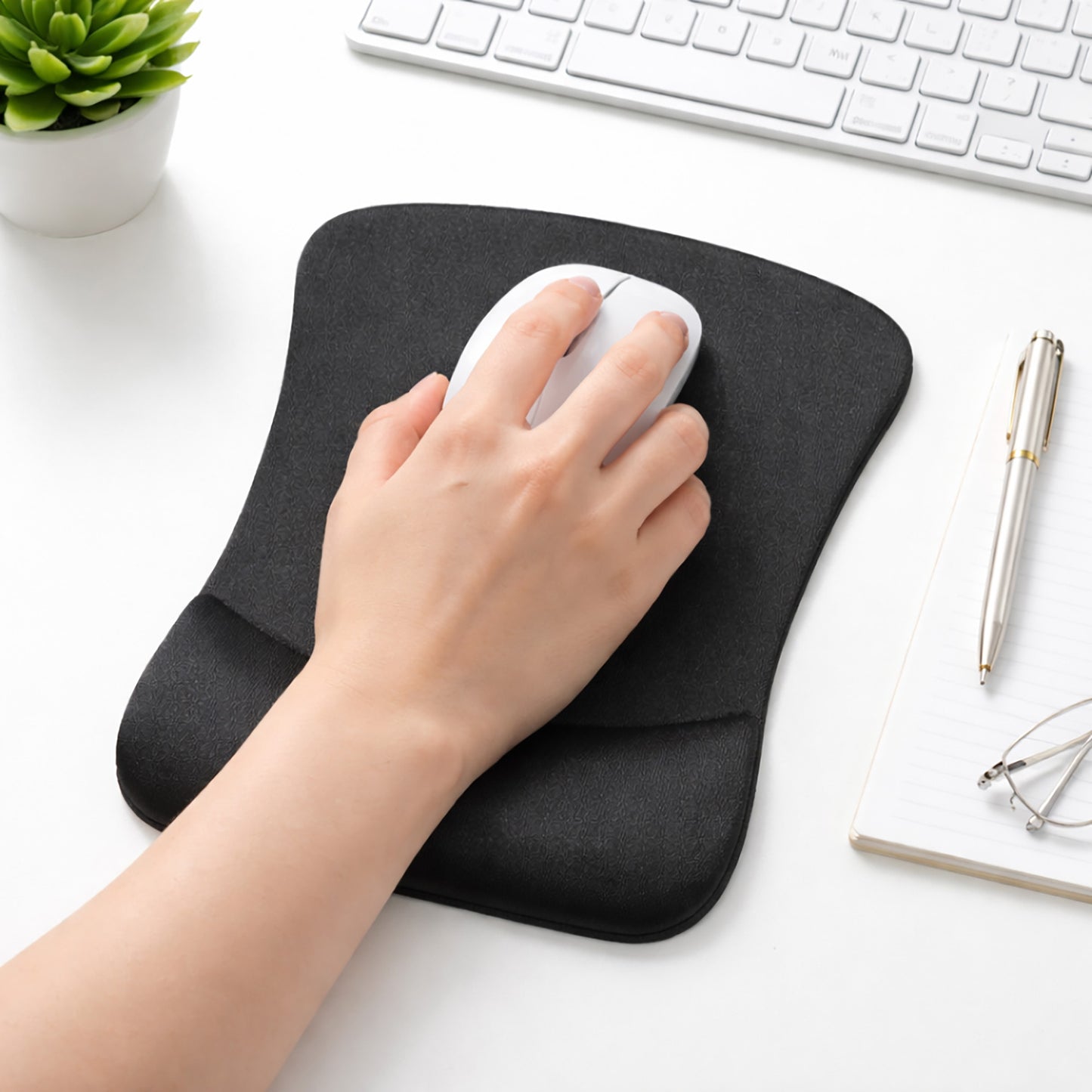 Ergonomic Memory Foam Wrist Support Mouse Pad with Non Slip Base
