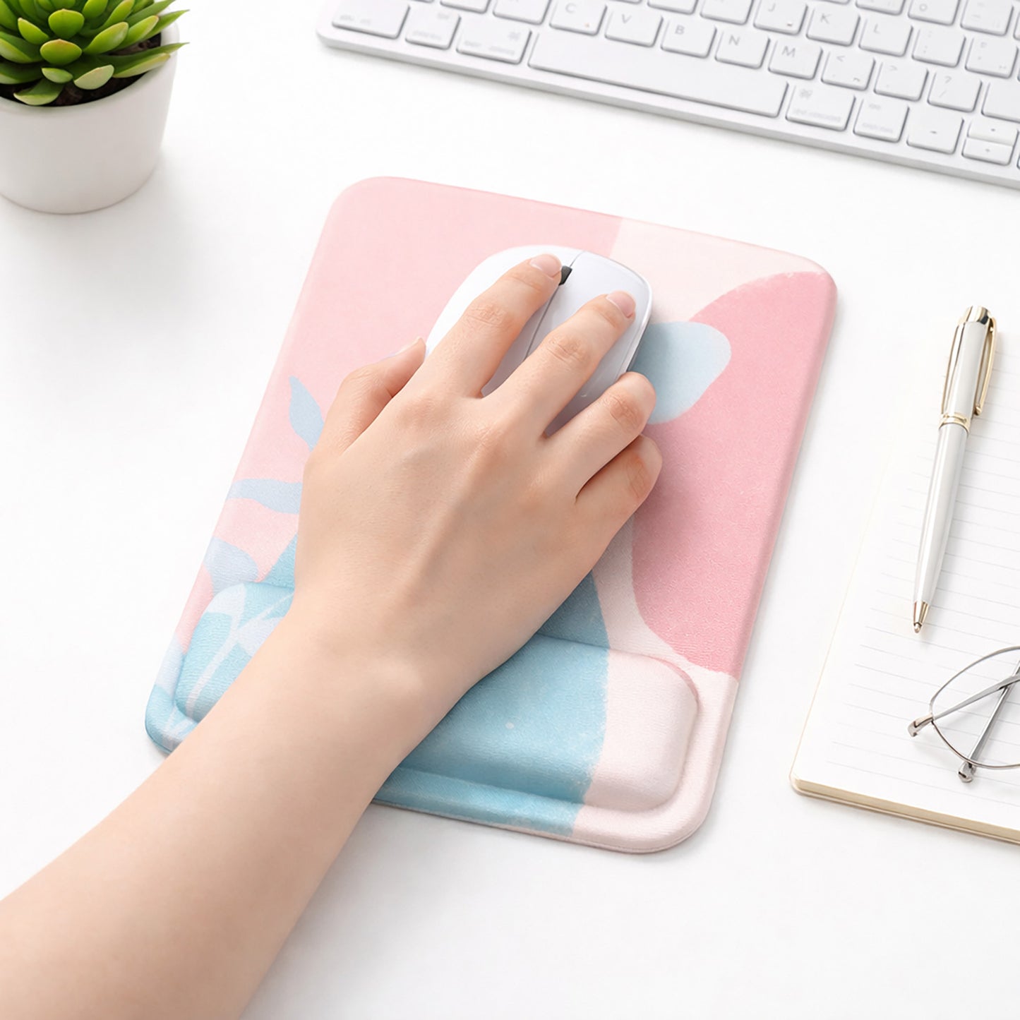 Ergonomic Mouse Pad with Memory Foam Wrist Support and Non Slip Base