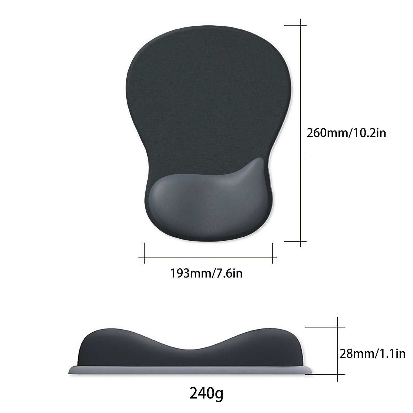 Ergonomic Wrist Support Mouse Pad With Gel Cushion And Non Slip Base