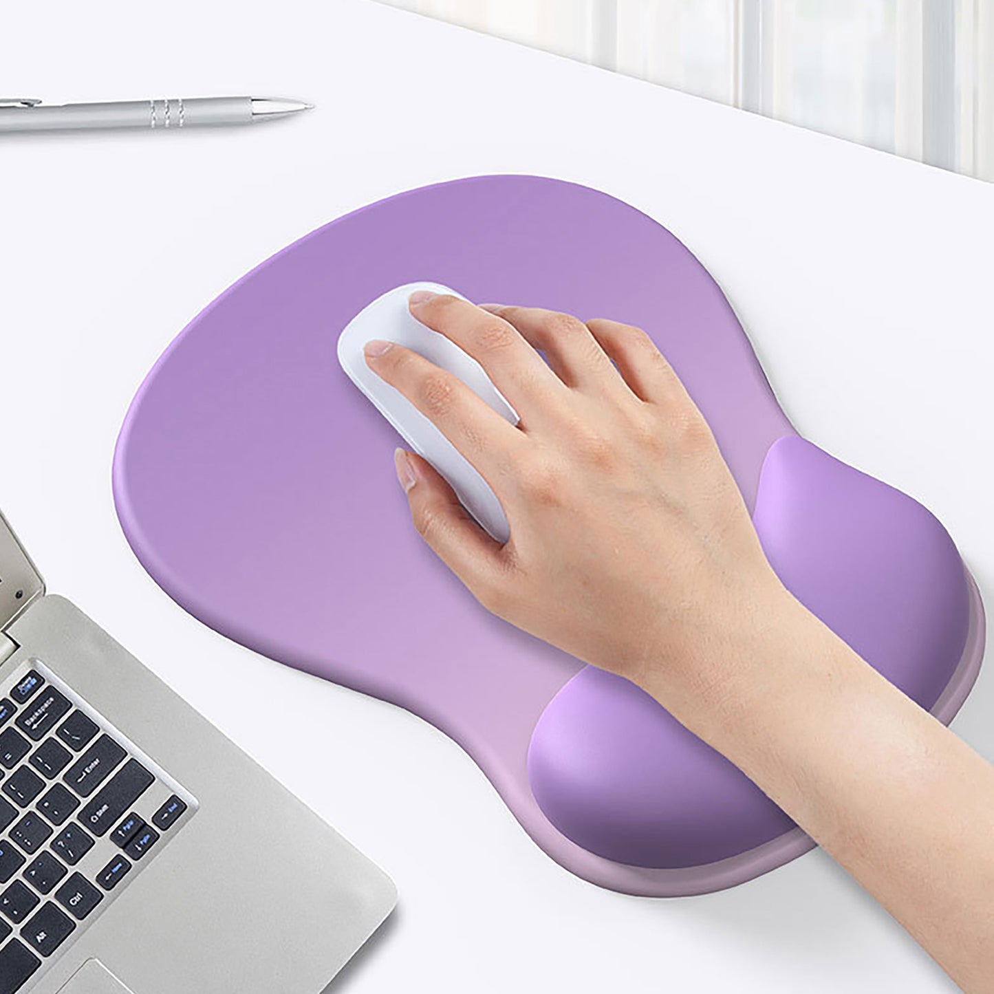 Ergonomic Wrist Support Mouse Pad With Gel Cushion And Non Slip Base