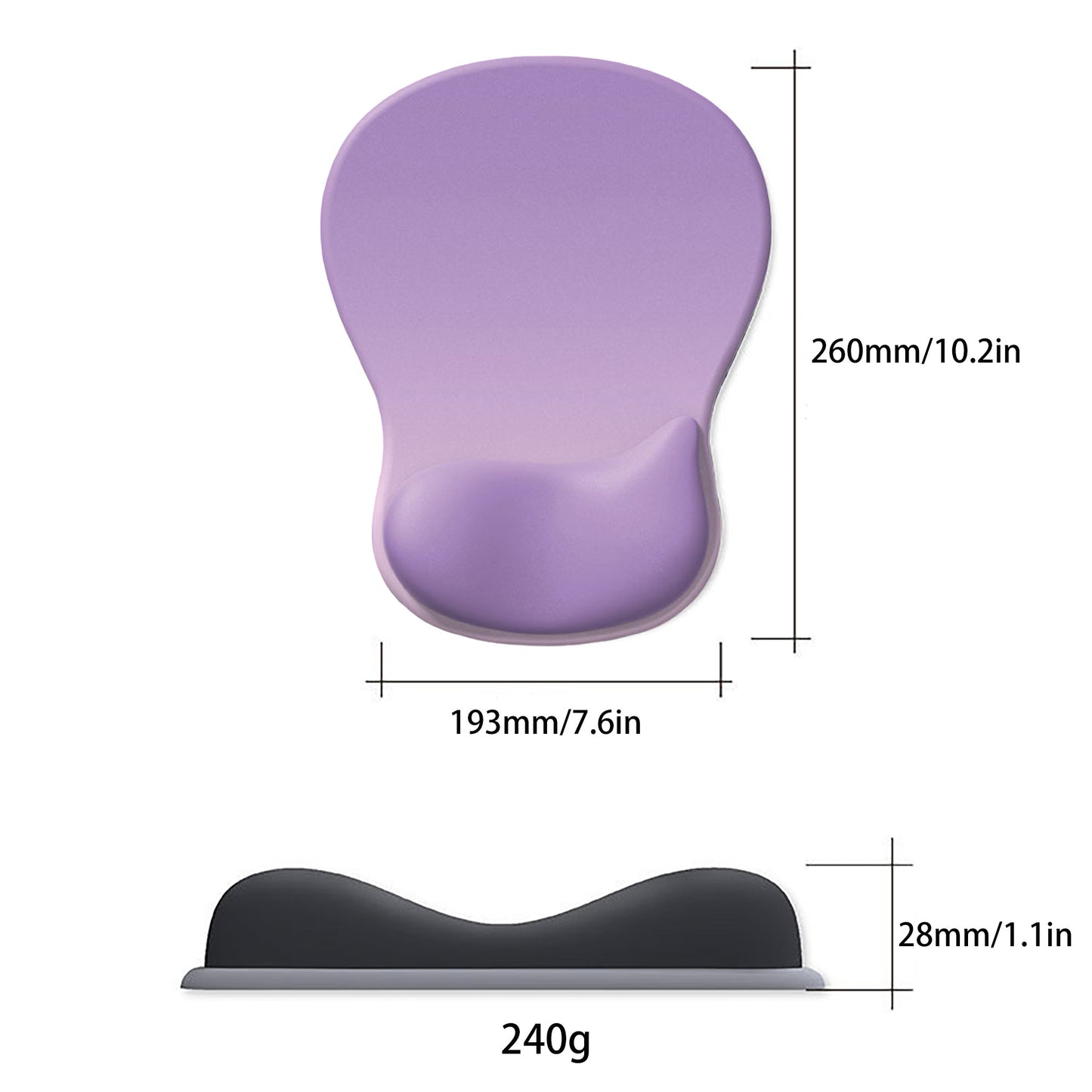 Ergonomic Wrist Support Mouse Pad With Gel Cushion And Non Slip Base