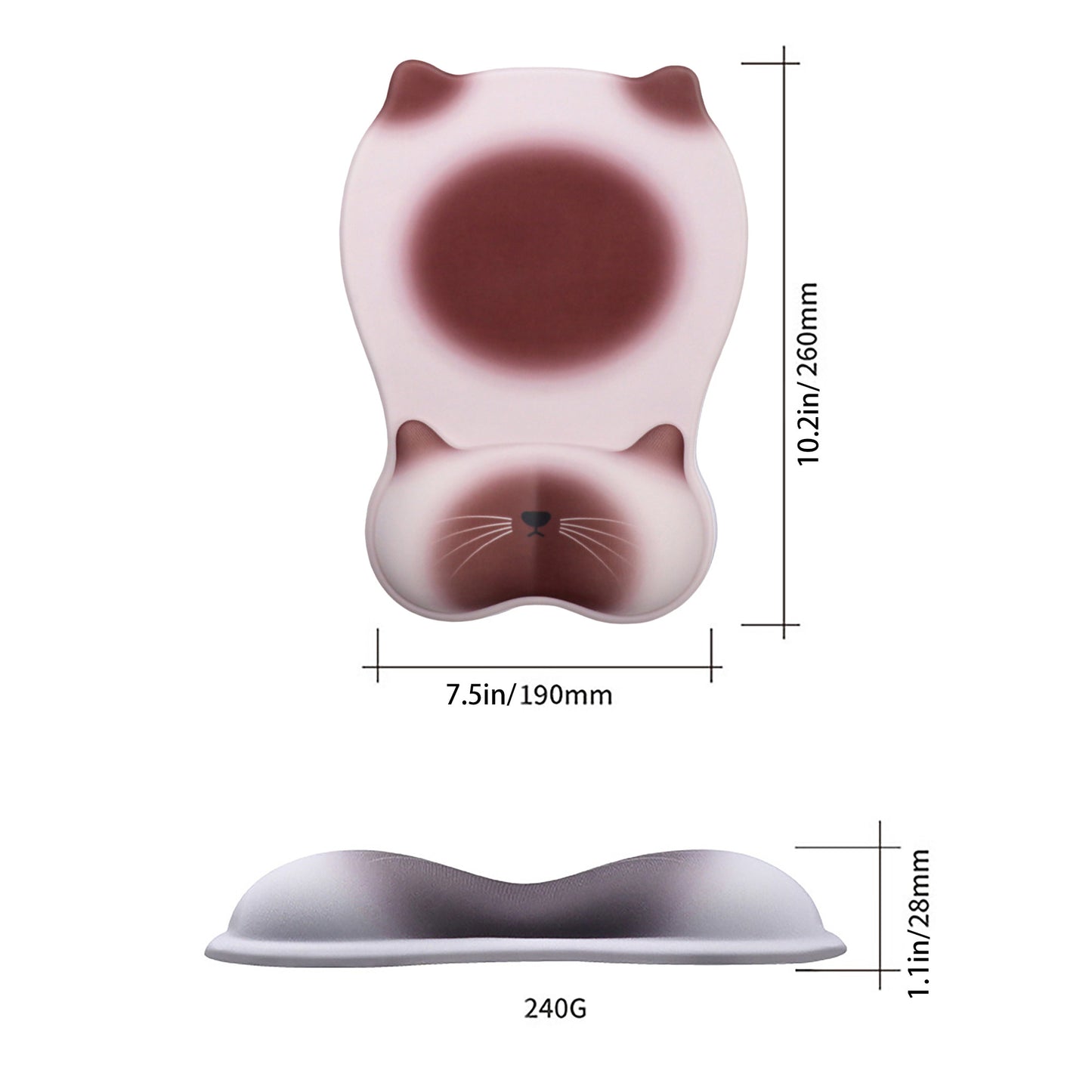 Cute Cat Mouse Pad With Soft Wrist Support And Non Slip Base
