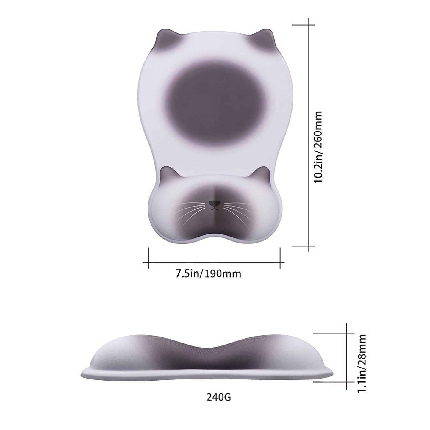 Cute Cat Mouse Pad With Soft Wrist Support And Non Slip Base