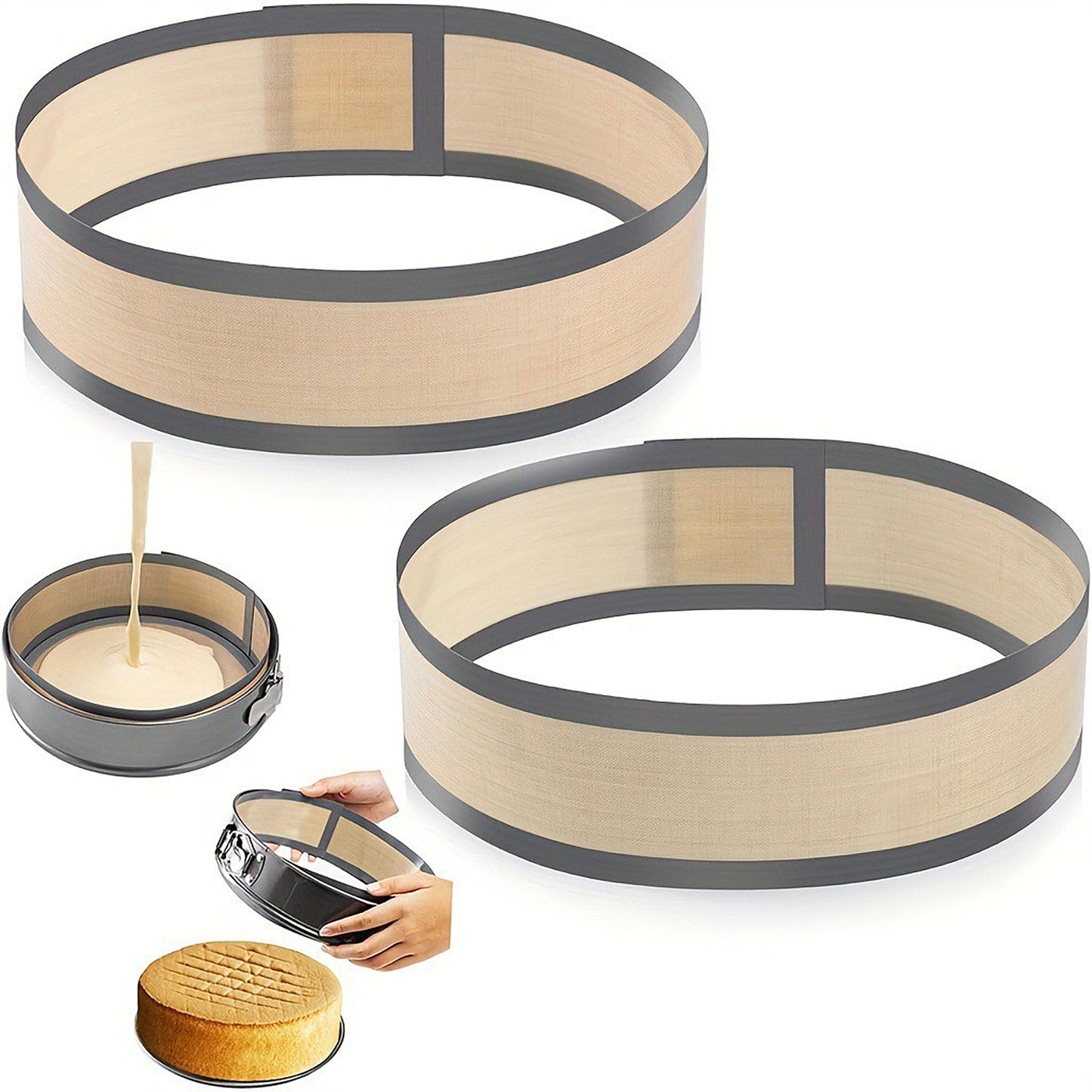 Reusable Cake Pan Liner Ring with Nonstick Mesh Design