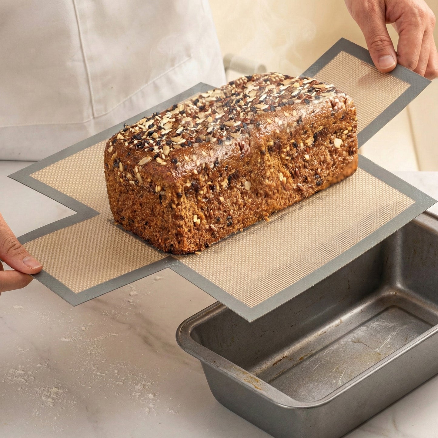 3-Piece Reusable Loaf Pan Liner with Nonstick Mesh and Easy Lift Design