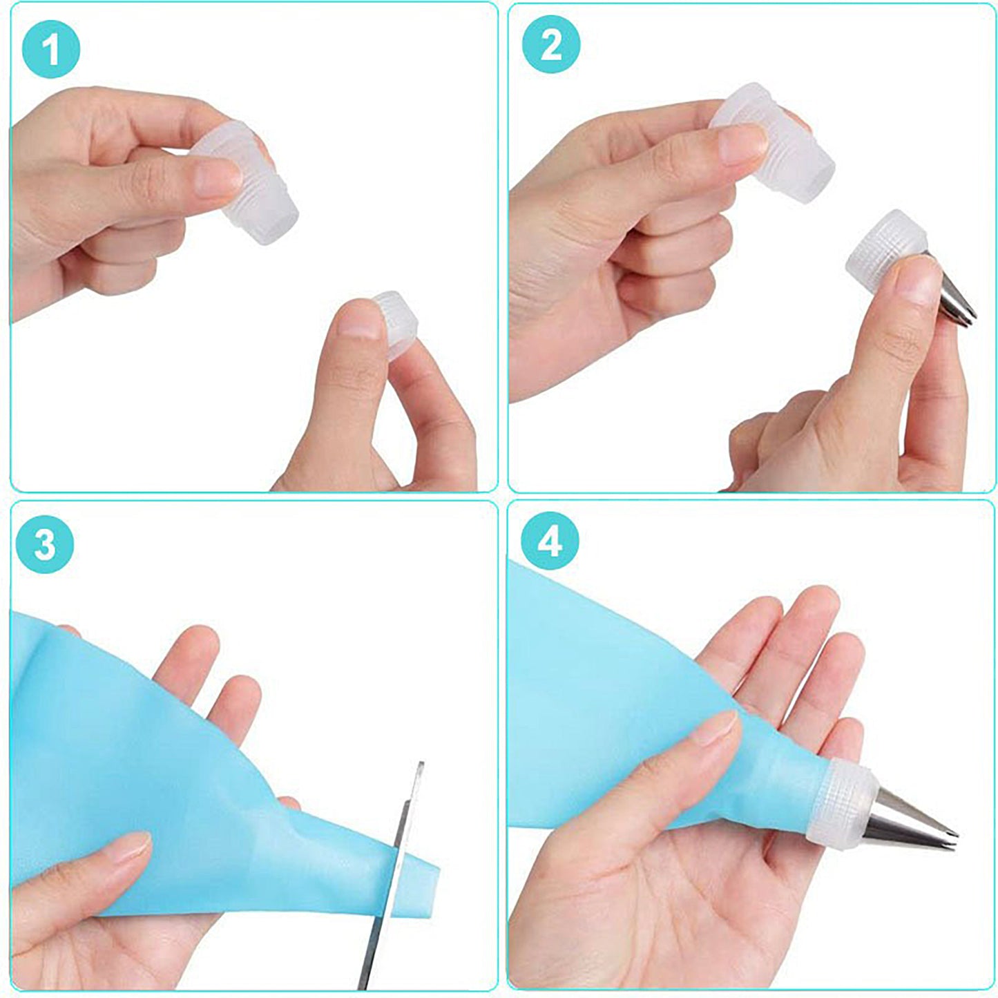 34-Piece Reusable Piping Bag and Decorating Tip Set with Scrapers and Cleaning Brush