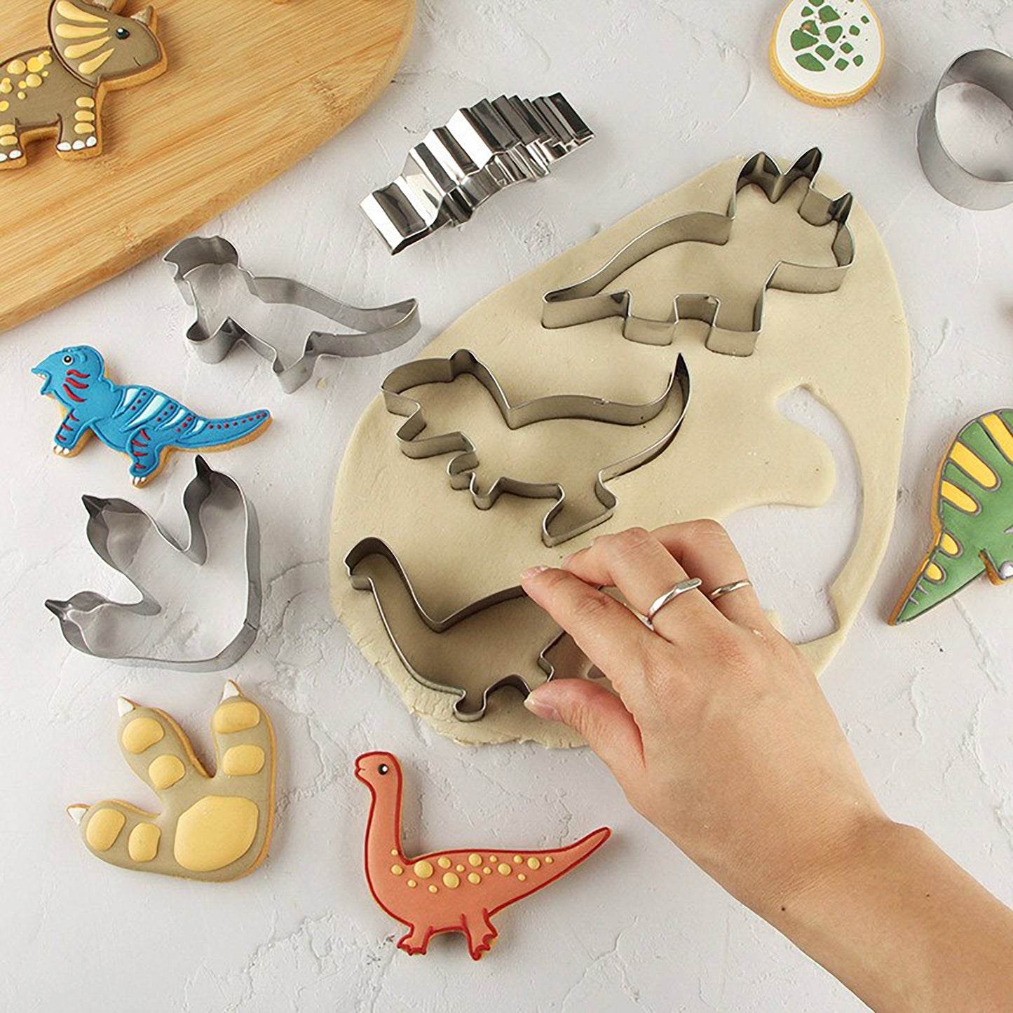 Dinosaur Cookie Cutter Set with Assorted Dino Shapes for Baking and Decorating