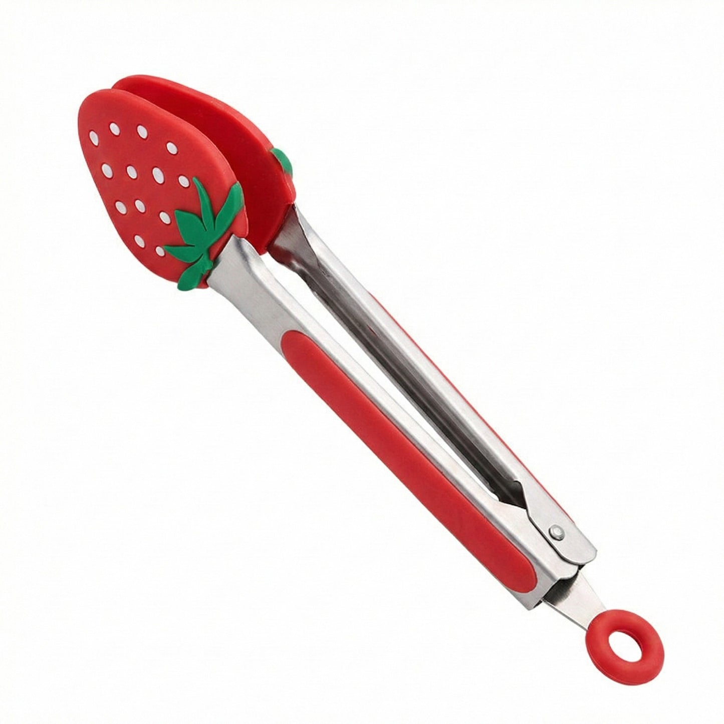 Strawberry Shaped Kitchen Tongs with Non-Slip Grip and Locking Ring