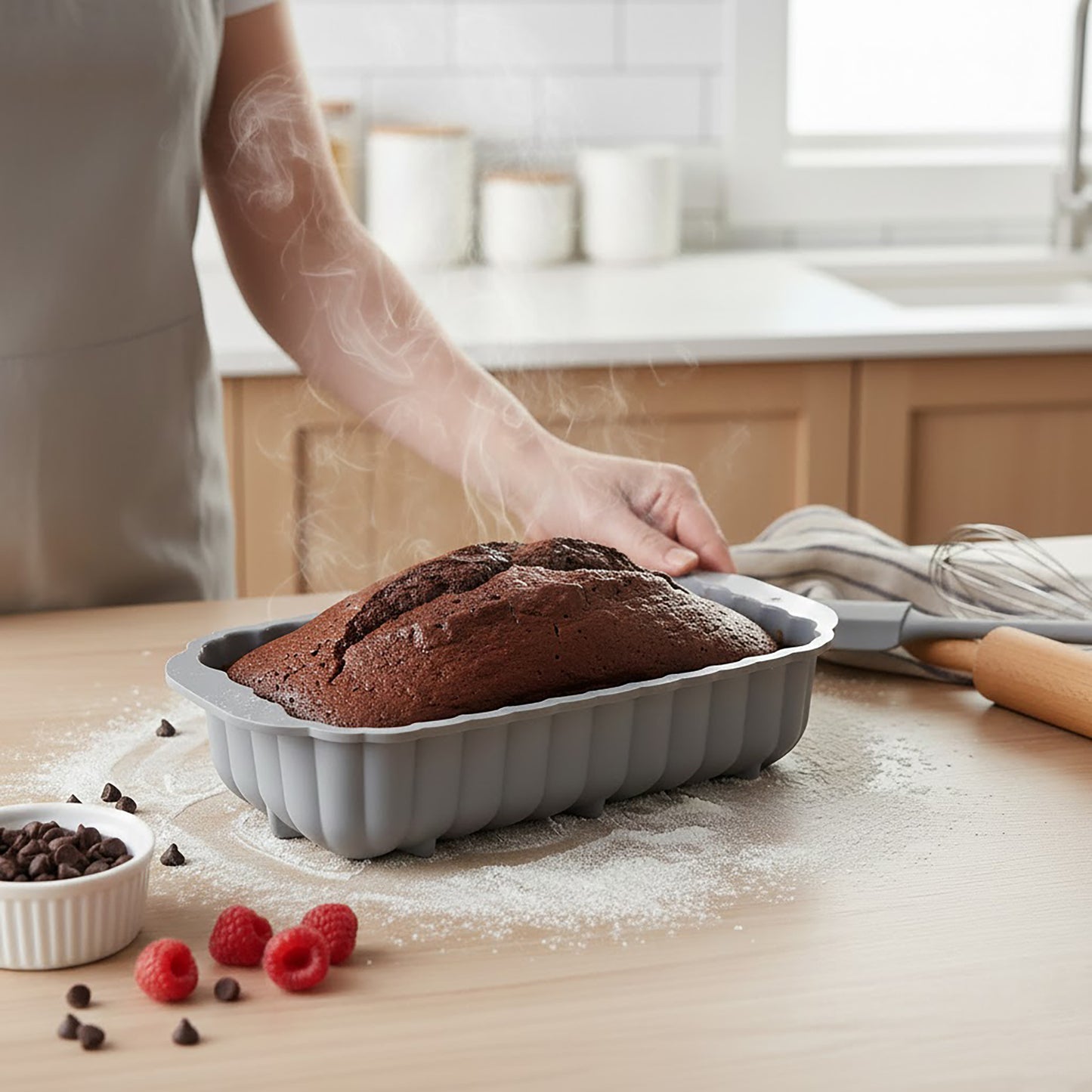 2-Piece Pumpkin and Leaf Silicone Loaf Cake Mold Set Nonstick Fall Baking Pan