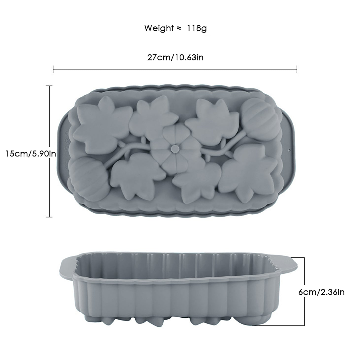 2-Piece Pumpkin and Leaf Silicone Loaf Cake Mold Set Nonstick Fall Baking Pan