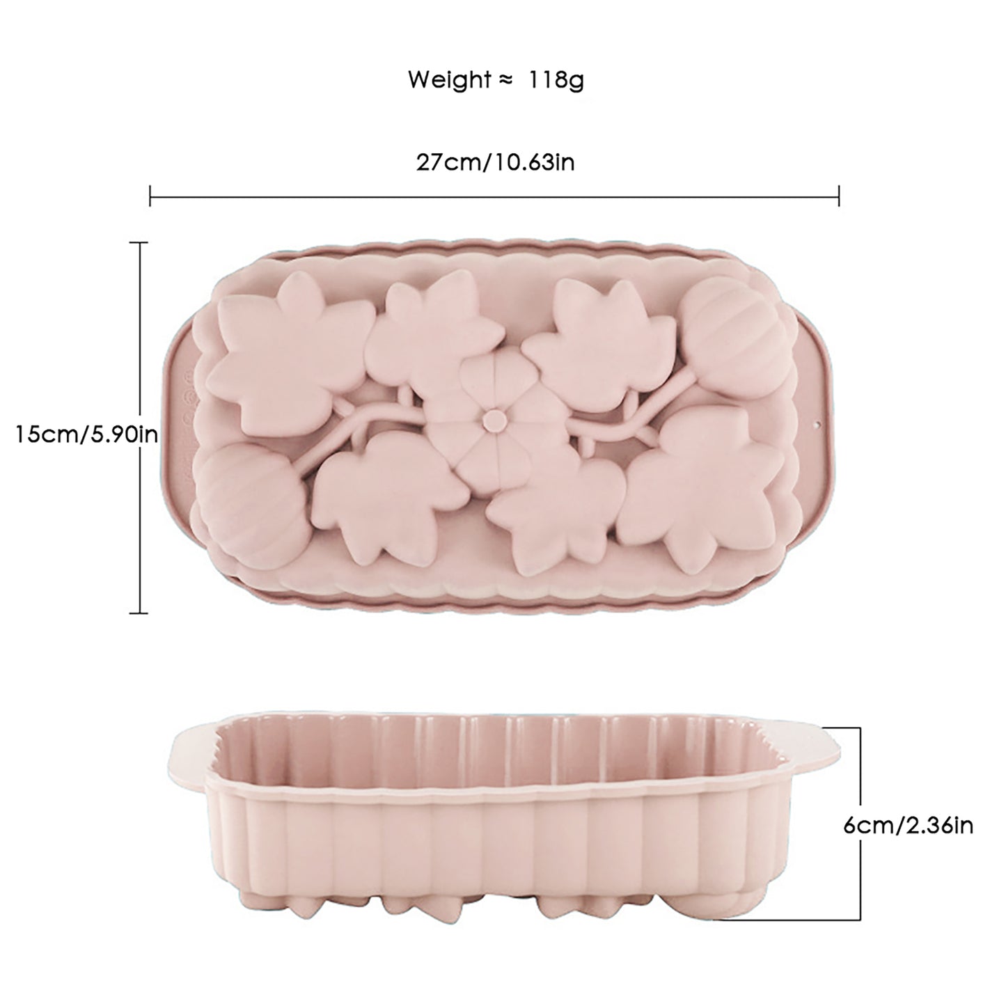 2-Piece Pumpkin and Leaf Silicone Loaf Cake Mold Set Nonstick Fall Baking Pan