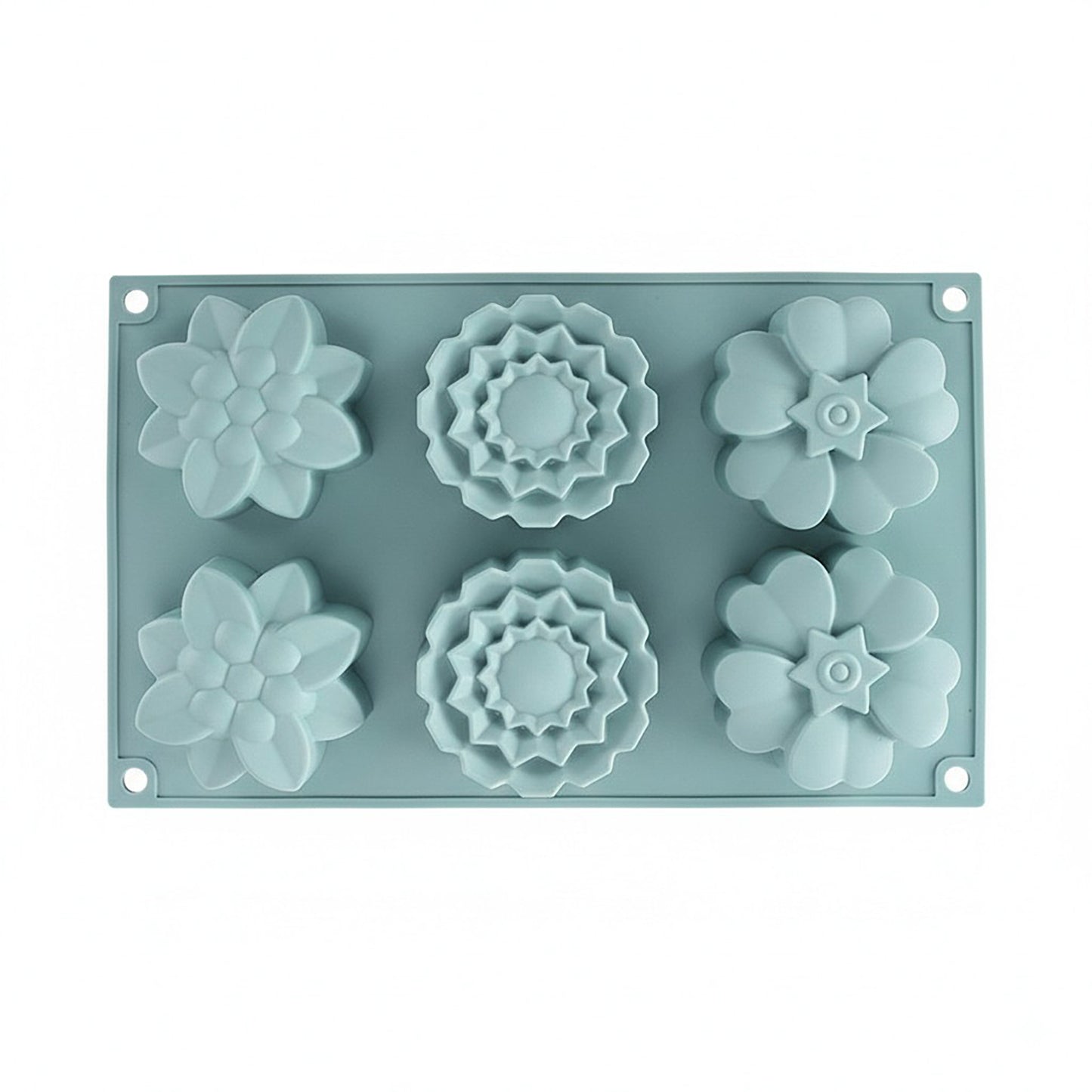 3-Piece Silicone Flower Mold with 6 Floral Cavities Flexible Baking Tray