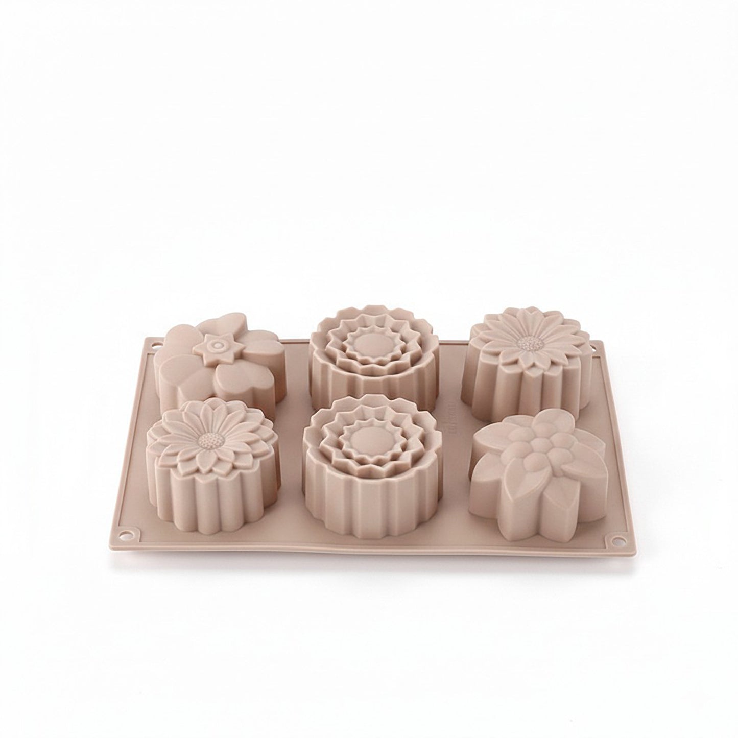 3-Piece Silicone Flower Mold with 6 Floral Cavities Flexible Baking Tray
