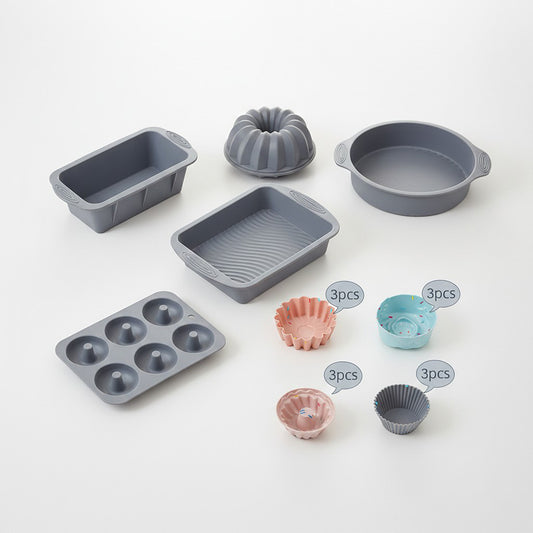 Silicone Bakeware Set with Loaf Pan Bundt Mold Round Pan and Muffin Cups
