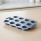 2-Piece Silicone Muffin Pan with 12 Round Cups Flexible Nonstick Bakeware