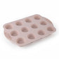 2-Piece Silicone Muffin Pan with 12 Round Cups Flexible Nonstick Bakeware