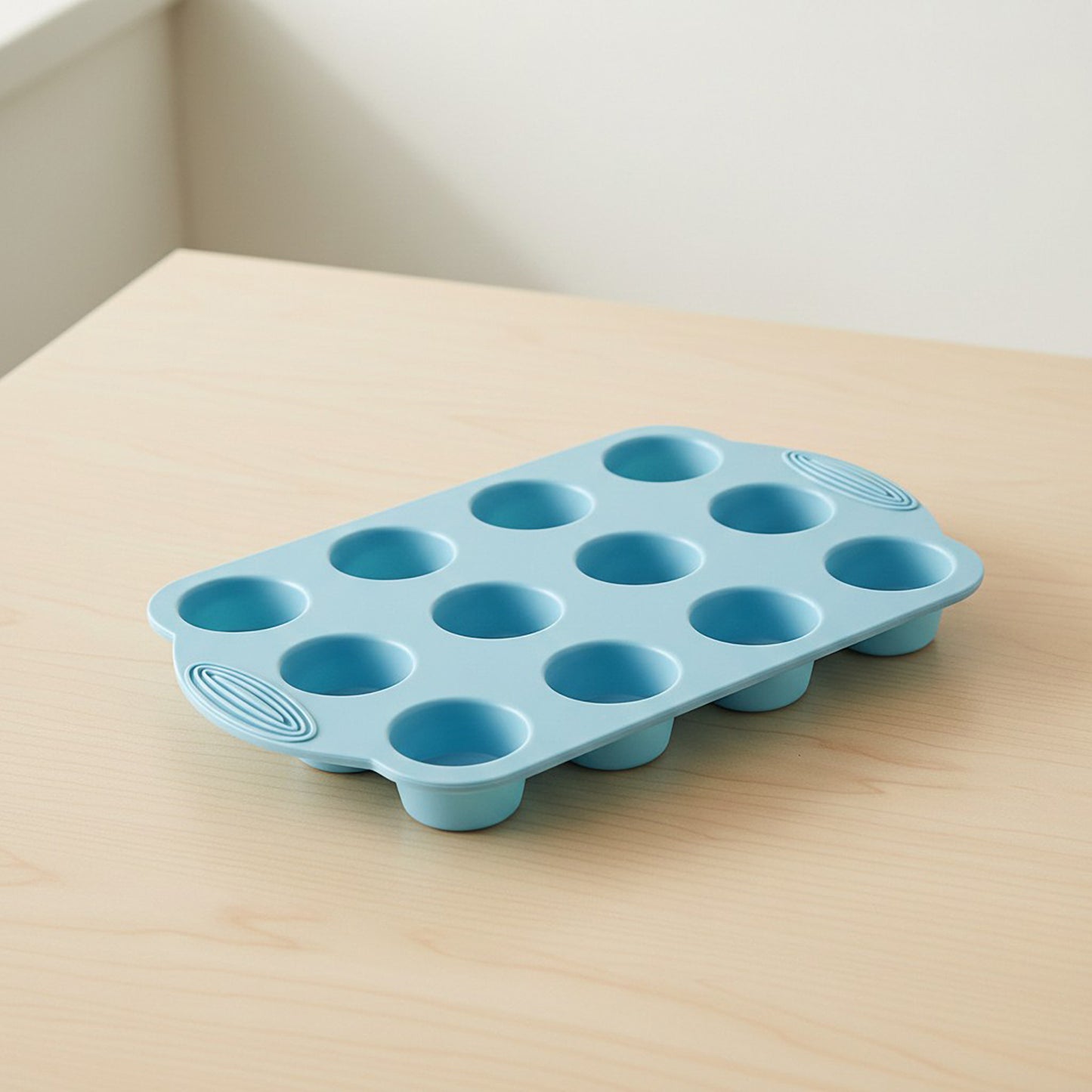 2-Piece Silicone Muffin Pan with 12 Round Cups Flexible Nonstick Bakeware