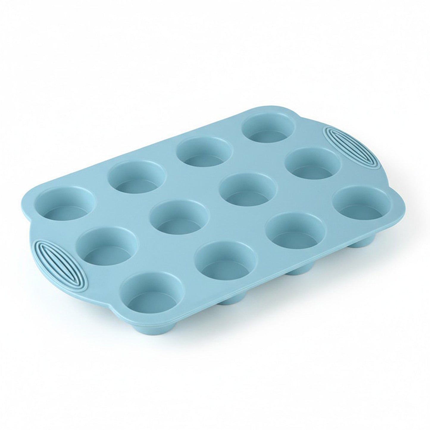 2-Piece Silicone Muffin Pan with 12 Round Cups Flexible Nonstick Bakeware