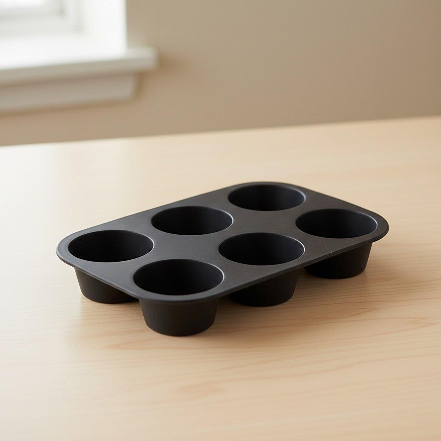 2-Piece Silicone Muffin Pan with 6 Round Cups Flexible Nonstick Bakeware