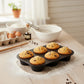 2-Piece Silicone Muffin Pan with 6 Round Cups Flexible Nonstick Bakeware