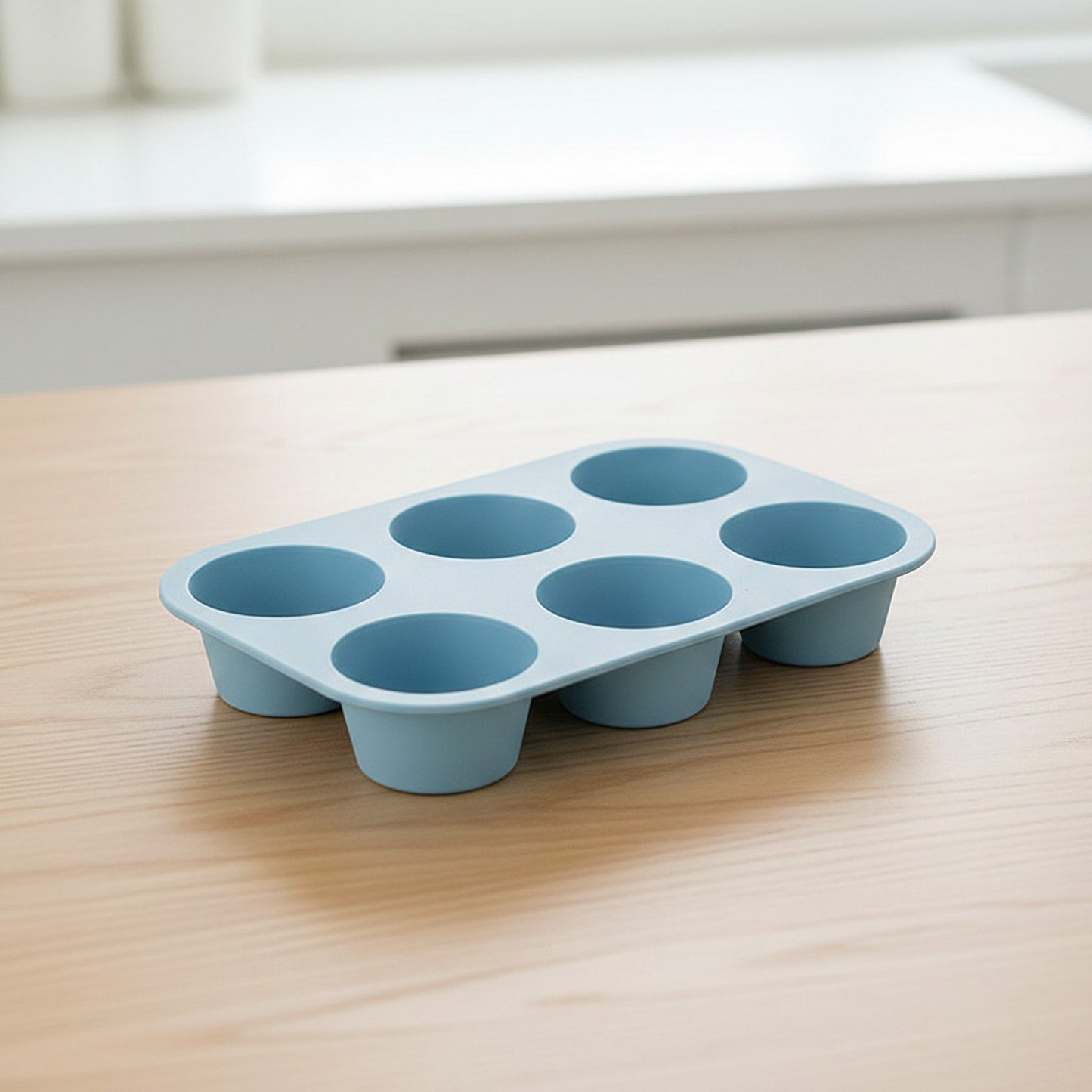 2-Piece Silicone Muffin Pan with 6 Round Cups Flexible Nonstick Bakeware