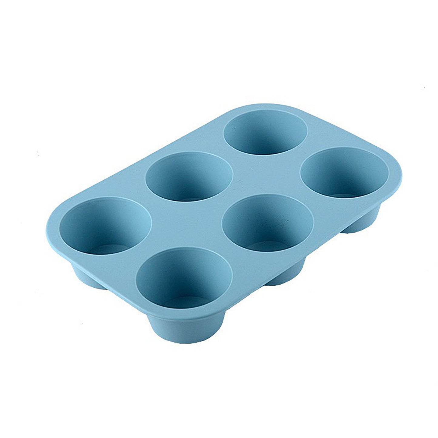 2-Piece Silicone Muffin Pan with 6 Round Cups Flexible Nonstick Bakeware