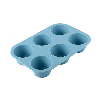 2-Piece Silicone Muffin Pan with 6 Round Cups Flexible Nonstick Bakeware