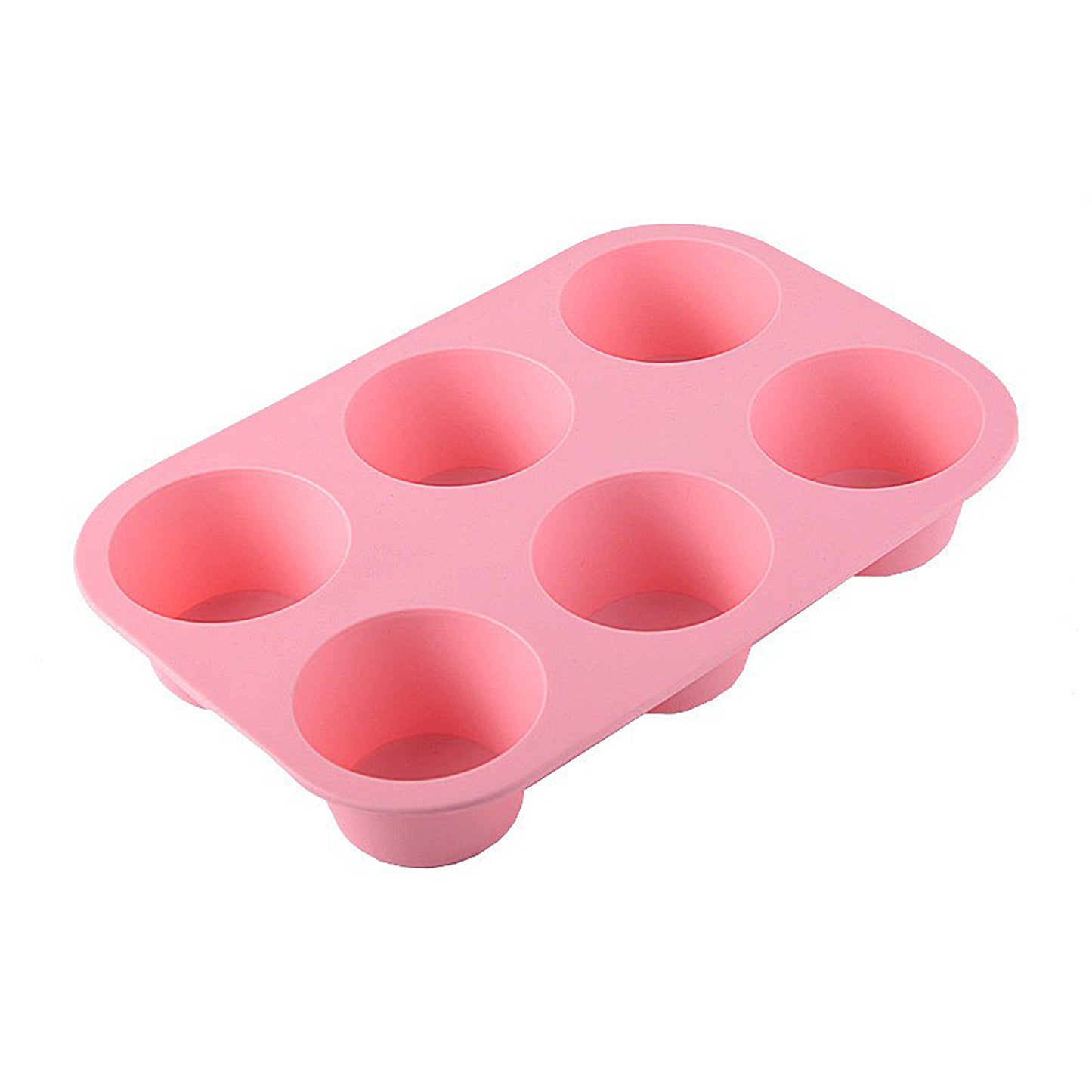 2-Piece Silicone Muffin Pan with 6 Round Cups Flexible Nonstick Bakeware