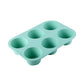 2-Piece Silicone Muffin Pan with 6 Round Cups Flexible Nonstick Bakeware