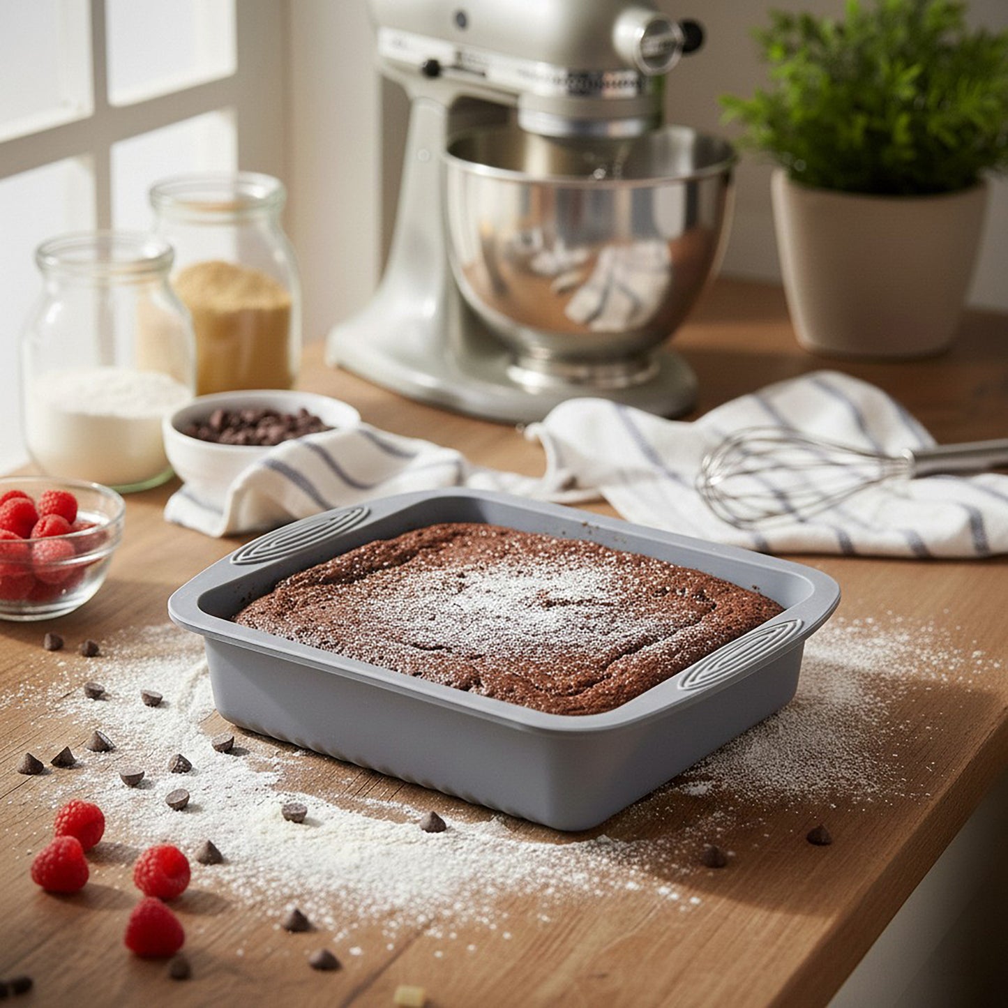 2-Piece Silicone Square Baking Pan with Textured Base and Easy Grip Handles