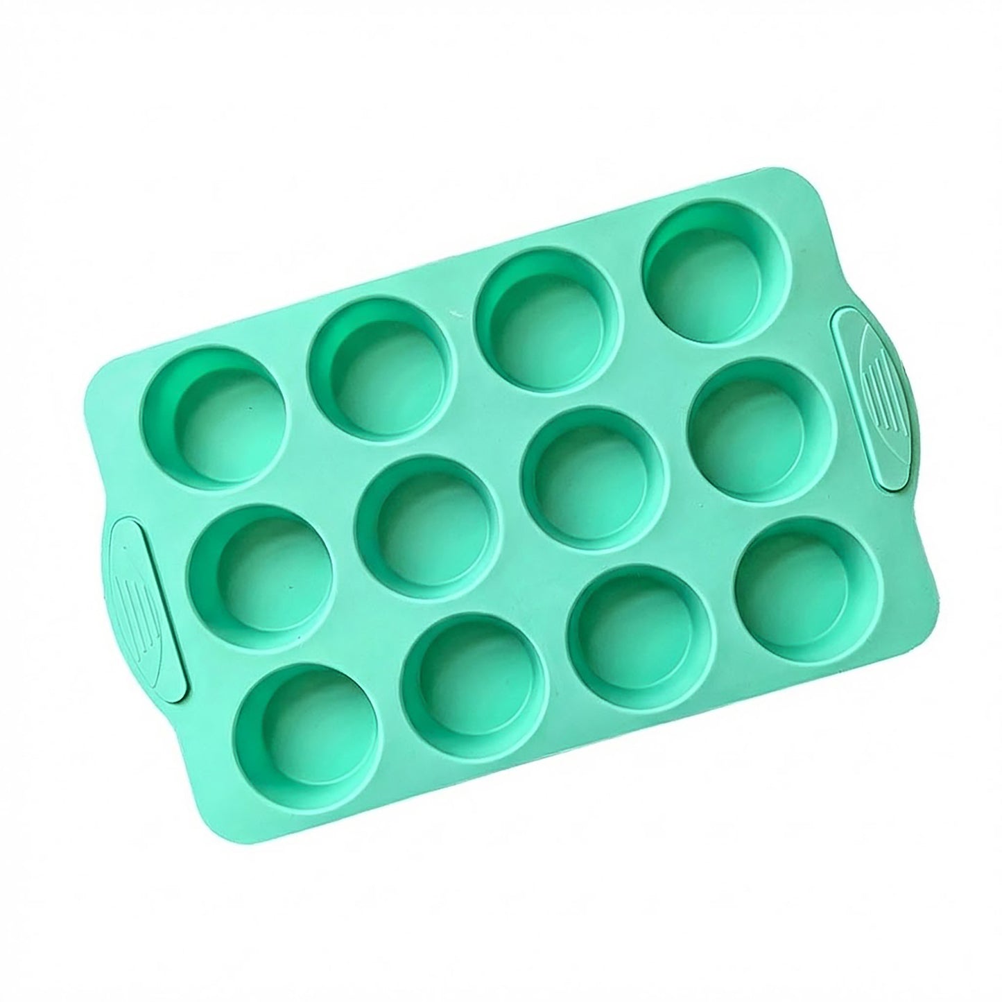 2-Piece Silicone Muffin Pan Set 12-Cup Nonstick Cupcake Baking Mold with Handles