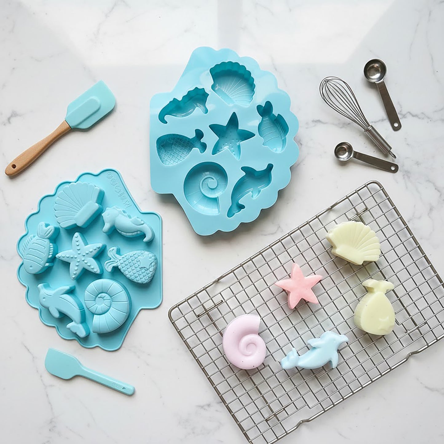 3-Piece Ocean Theme Silicone Baking Mold Set Sea Life Cake Chocolate Candy Soap Mold
