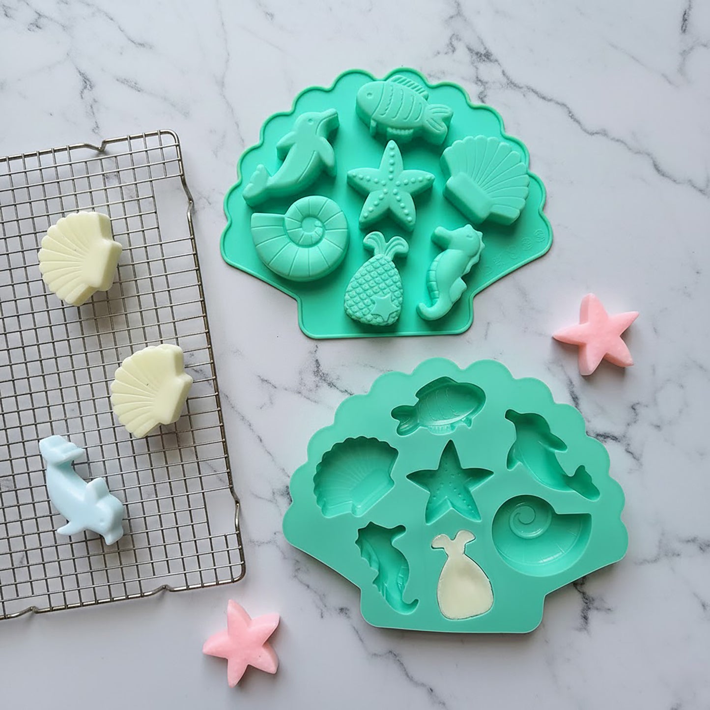 3-Piece Ocean Theme Silicone Baking Mold Set Sea Life Cake Chocolate Candy Soap Mold