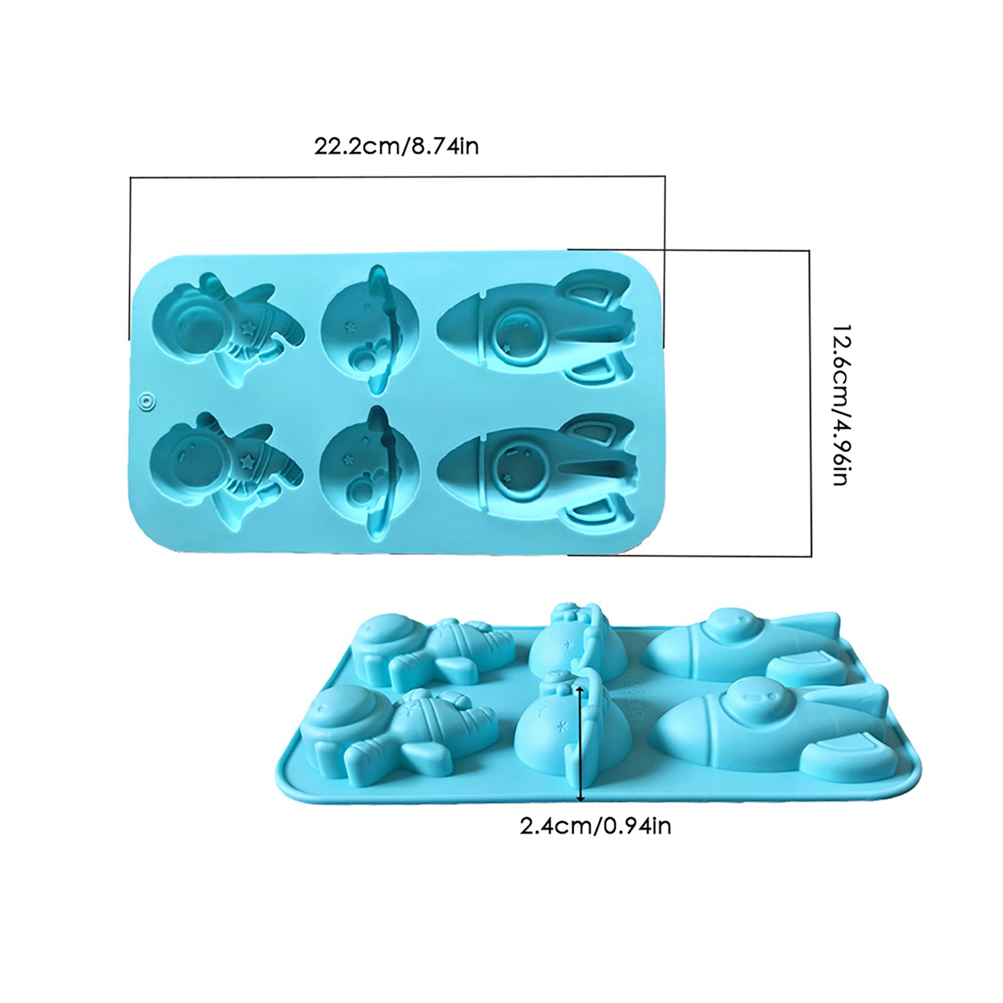 3-Piece Space Theme Silicone Baking Mold Set Rocket Astronaut Cake Chocolate Candy Soap Mold