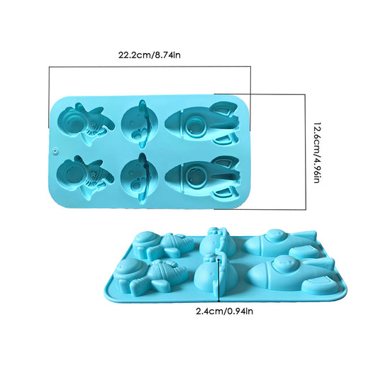 3-Piece Space Theme Silicone Baking Mold Set Rocket Astronaut Cake Chocolate Candy Soap Mold