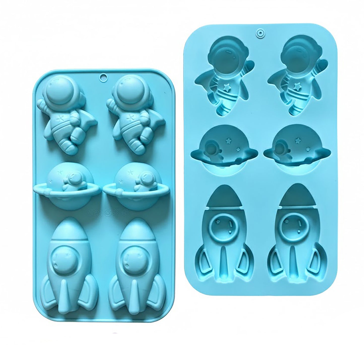3-Piece Space Theme Silicone Baking Mold Set Rocket Astronaut Cake Chocolate Candy Soap Mold
