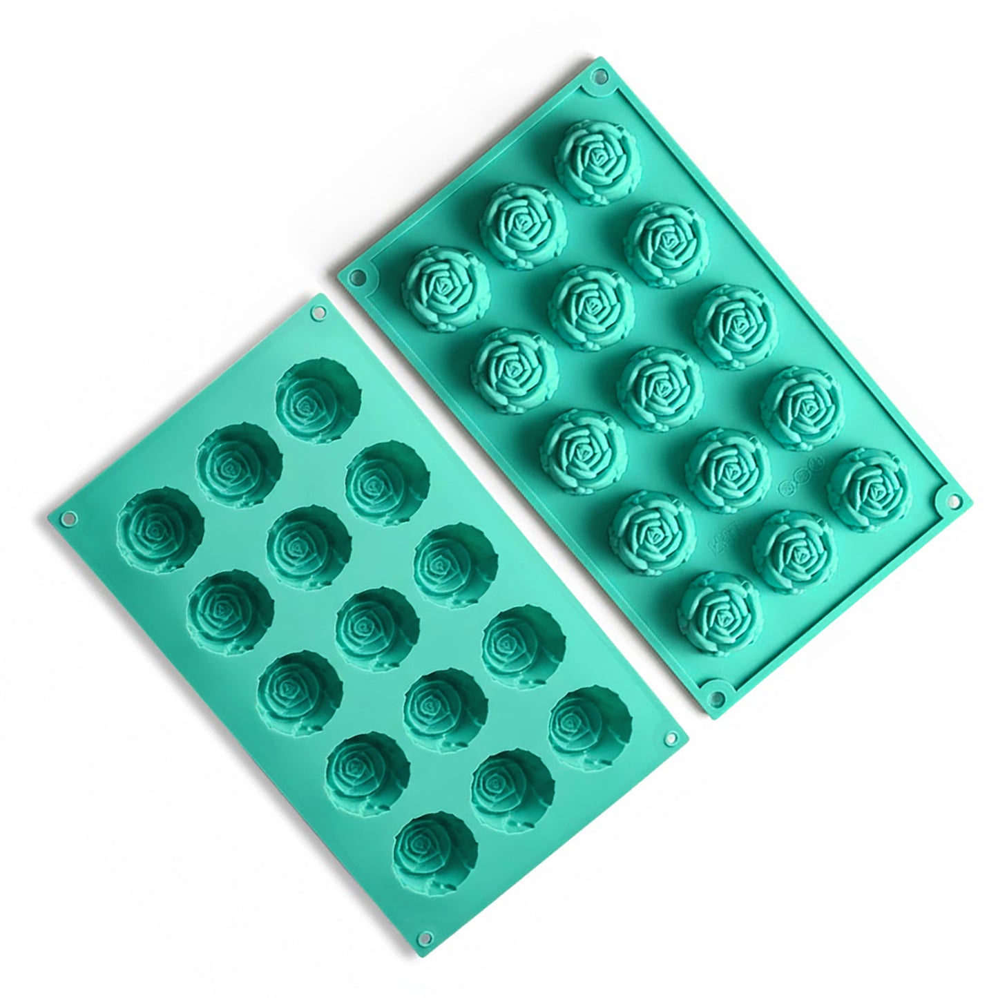 3-Piece Rose Flower Silicone Baking Mold Set Mini Round Cake Chocolate Candy Soap Mold