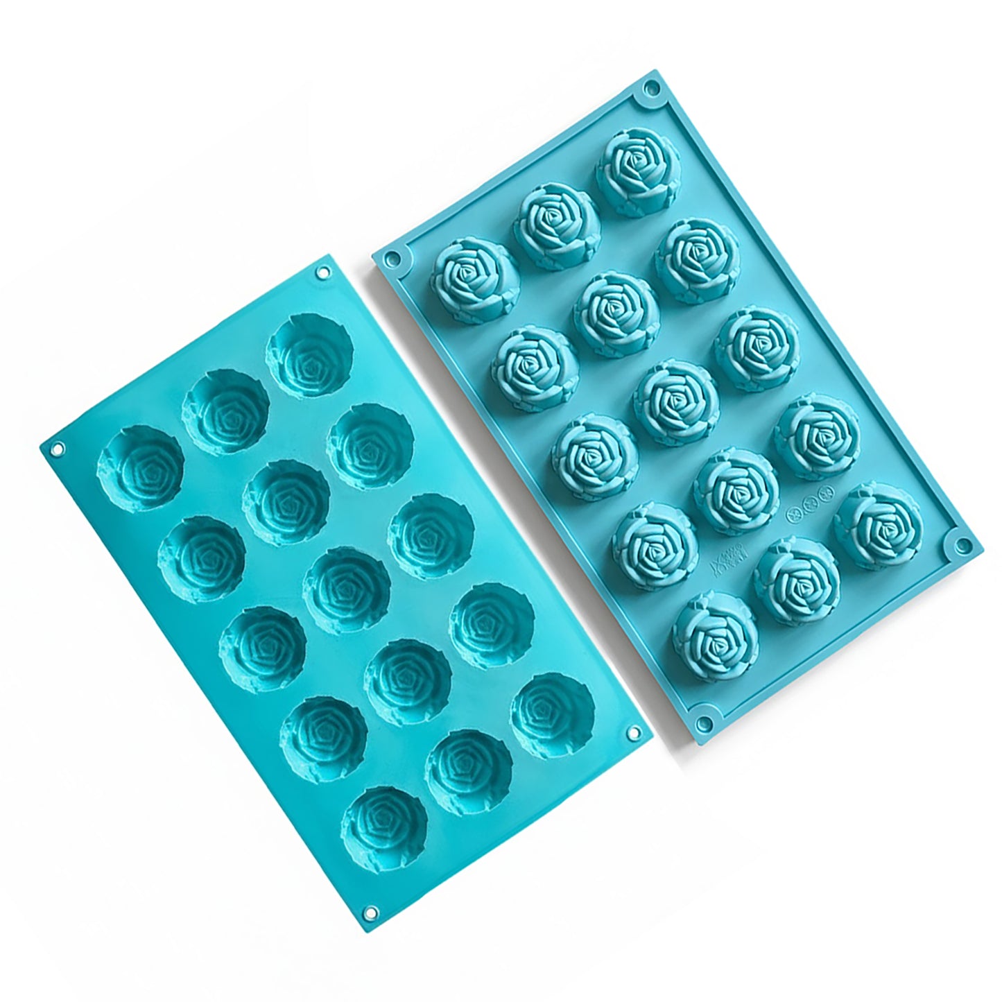 3-Piece Rose Flower Silicone Baking Mold Set Mini Round Cake Chocolate Candy Soap Mold