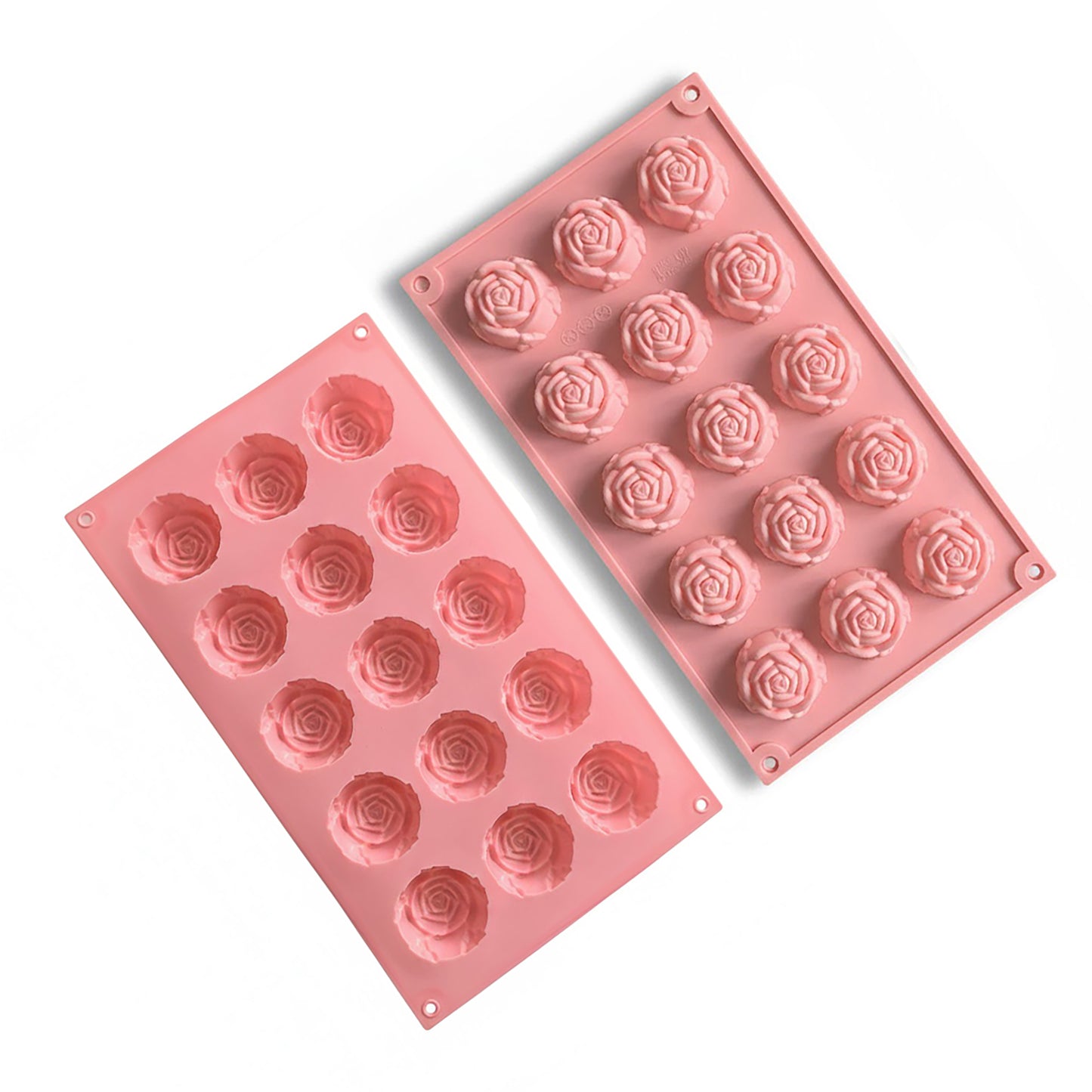 3-Piece Rose Flower Silicone Baking Mold Set Mini Round Cake Chocolate Candy Soap Mold